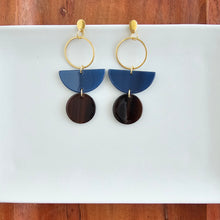 Load image into Gallery viewer, Wren Earrings - Navy &amp; Mahogany
