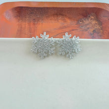 Load image into Gallery viewer, Snowflake Studs - Silver Glitter