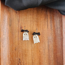 Load image into Gallery viewer, Mini Bow Ghost Earrings - Light Pink Shimmer

