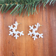 Load image into Gallery viewer, Snowflake Hoops - Cream
