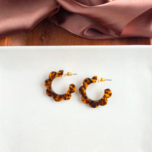 Load image into Gallery viewer, Flora Mini Hoops - Amber Dot