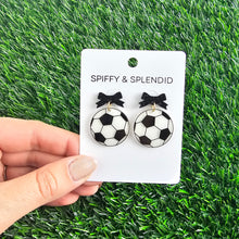 Load image into Gallery viewer, Bow Soccer Ball Earrings
