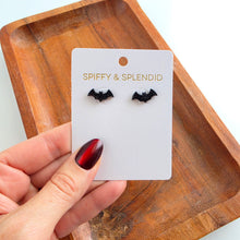 Load image into Gallery viewer, Bat Studs - Black Glitter