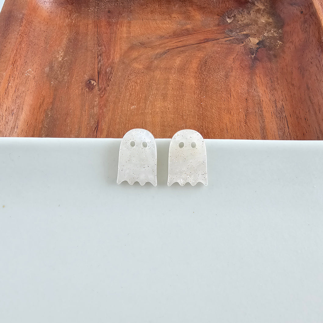 Mini Ghost Studs - White Shimmer