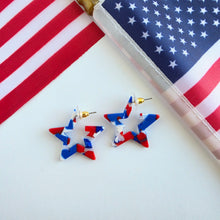 Load image into Gallery viewer, Mini Star Hoops - Red, White &amp; Blue