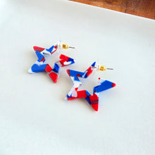 Load image into Gallery viewer, Mini Star Hoops - Red, White &amp; Blue