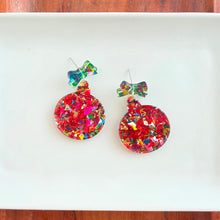 Load image into Gallery viewer, Vintage Ornament Earrings - Red Tinsel