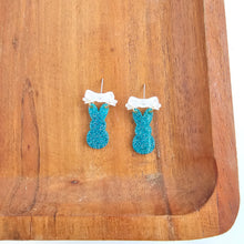 Load image into Gallery viewer, Bow Bunny Earrings - Blue Glitter