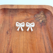 Load image into Gallery viewer, Bow Studs - White Shimmer
