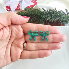 Load image into Gallery viewer, Bow Studs - Green Shimmer

