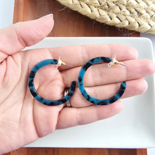 Load image into Gallery viewer, Camy Hoops - Blue Tortoise
