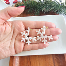 Load image into Gallery viewer, Snowflake Hoops - Cream

