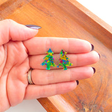 Load image into Gallery viewer, Christmas Tree Studs - Green Tinsel