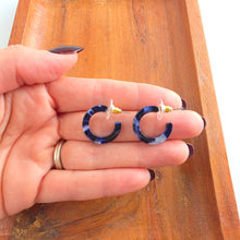 Load image into Gallery viewer, Micro Hoops - Midnight Marble