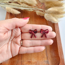 Load image into Gallery viewer, Bow Studs - Maroon
