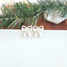 Load image into Gallery viewer, Bow Studs - White Shimmer
