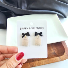 Load image into Gallery viewer, Mini Bow Ghost Earrings - Light Pink Shimmer

