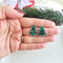 Load image into Gallery viewer, Christmas Tree Studs - Green Shimmer
