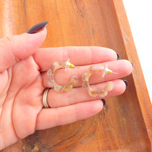 Load image into Gallery viewer, Flora Mini Hoops - Shimmering Taupe