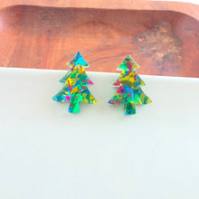 Load image into Gallery viewer, Christmas Tree Studs - Green Tinsel