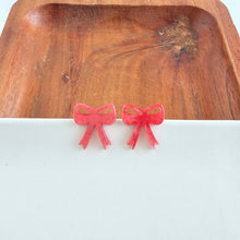 Load image into Gallery viewer, Bow Studs - Red Shimmer
