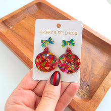 Load image into Gallery viewer, Vintage Ornament Earrings - Red Tinsel