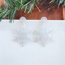 Load image into Gallery viewer, Snowflake Earrings - Silver Glitter
