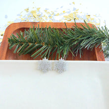 Load image into Gallery viewer, Snowflake Studs - Silver Glitter