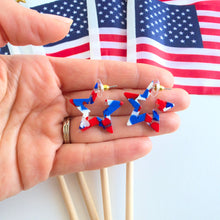 Load image into Gallery viewer, Mini Star Hoops - Red, White &amp; Blue