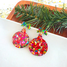 Load image into Gallery viewer, Vintage Ornament Earrings - Red Tinsel