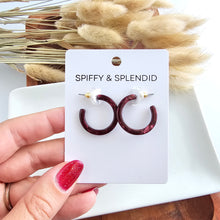 Load image into Gallery viewer, Cam Mini Hoops - Maroon
