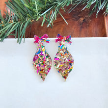 Load image into Gallery viewer, Christmas Ornament Earrings - Gold Sparkle
