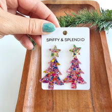 Load image into Gallery viewer, Christmas Tree Earrings - Light Pink Sparkle
