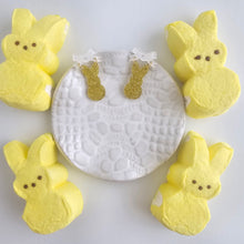 Load image into Gallery viewer, Bow Bunny Earrings - Yellow Glitter