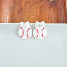 Load image into Gallery viewer, Bow Baseball Earrings
