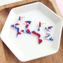 Load image into Gallery viewer, Star Hoops - Red, White &amp; Blue
