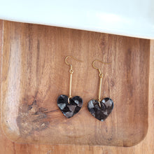 Load image into Gallery viewer, Mina Heart Earrings - Black
