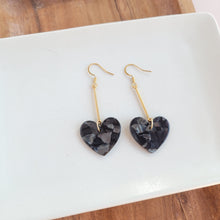 Load image into Gallery viewer, Mina Heart Earrings - Black