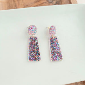 Mia Earrings - Rainbow Glitter