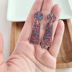 Mia Earrings - Rainbow Glitter