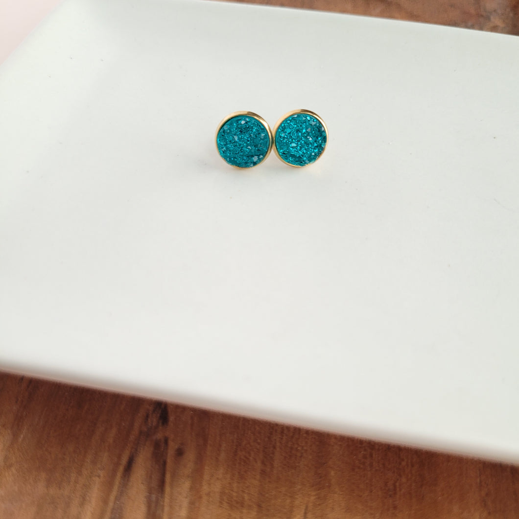 Geode Druzy Studs - Teal