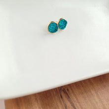 Load image into Gallery viewer, Geode Druzy Studs - Teal