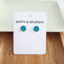 Load image into Gallery viewer, Geode Druzy Studs - Aqua Blue
