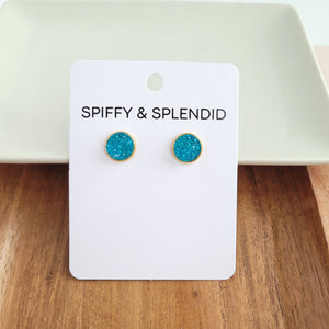 Geode Druzy Studs - Aqua Blue