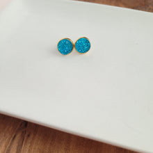 Load image into Gallery viewer, Geode Druzy Studs - Aqua Blue
