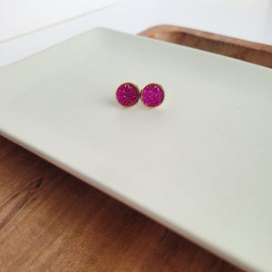 Geode Druzy Studs - Magenta