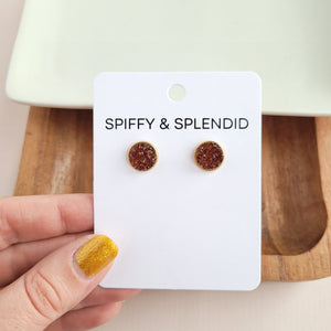 Geode Druzy Studs - Amber