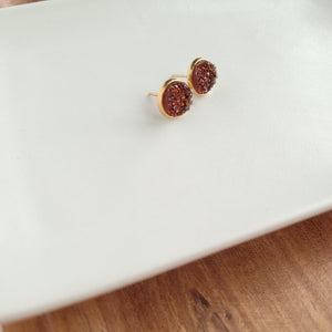Geode Druzy Studs - Amber
