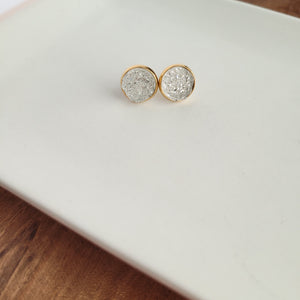 Geode Druzy Studs - Crystal Clear