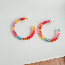 Load image into Gallery viewer, Camy Hoops - Rainbow Confetti
